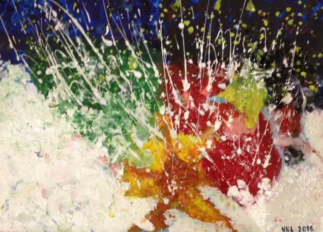 Taiteilijaseura Koillinen ja Taidesalonki järjestävät 11.3.2016 15 - 17 - taidehuutokaupan, jonka tuotosta osa tilitetään hyväntekeväisyyteen SOS-lapsikylälle. Rustasin kutsukortteja ja sekoittelin maalituubien jämiä, jos syntyi 